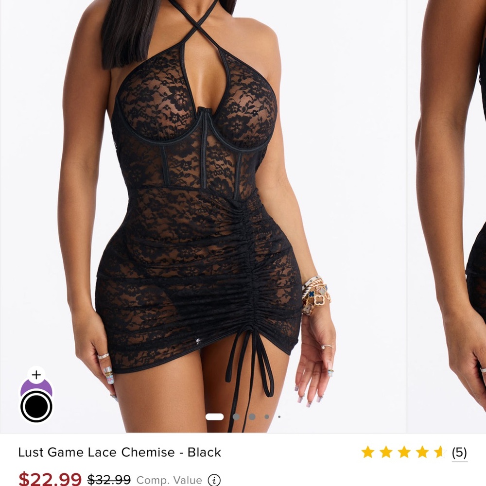 Fashion Nova Lust Game Lace Chemise - Black